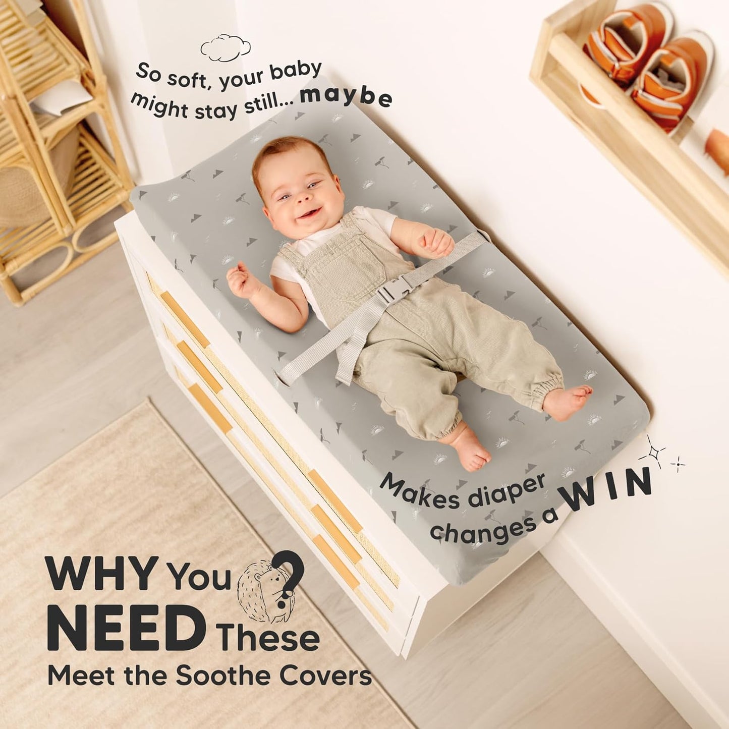 2-Pack Organic Changing Pad Covers for Girl, Boy, Neutral - 100% Cotton Changing Table Pad Cover, Soft Baby Nursery Diaper Changing Pad Sheets, Contour Changing Pads Liners,Change Pad Cover (Savannah)