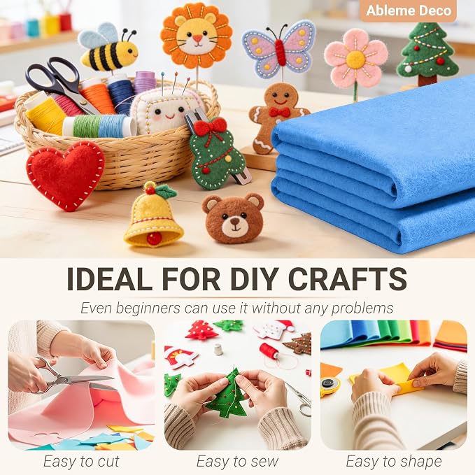 Felt Fabric Sheets 18" x 18" 1.6mm Soft Craft Felt, Sky Blue | Soft Precut Felt