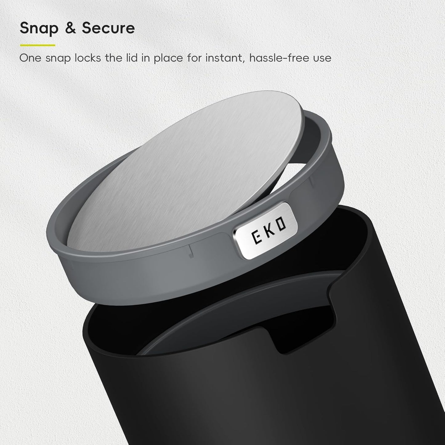 EKO Fandy 0.58 Gal/2.2L Mini Trash Can with Lid, Swing-Top Desktop Trash Can for Bathroom, Countertop, Vanity, Desk or Office, Small Garbage Bin (Black)