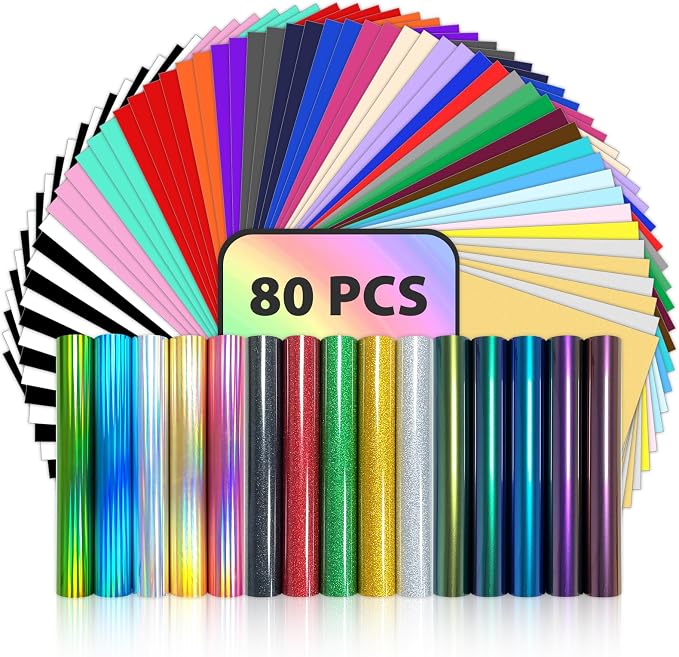 DUEUIOE HTV Heat Transfer Vinyl 80 Sheets 12''x10''