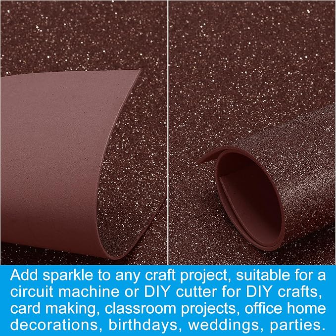 PATIKIL 30Sheets Dark Brown EVA Glitter Foam Sheet 11.8 x 7.9 Inch 2mm Thick