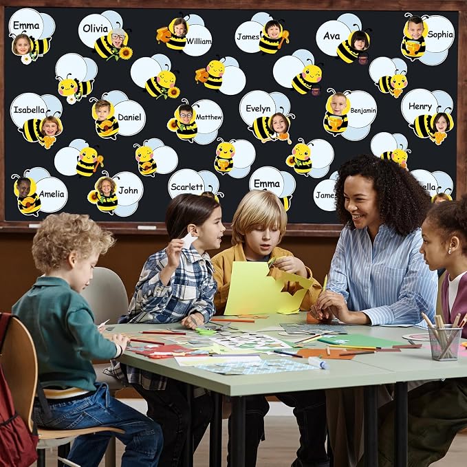 gisgfim 80Pcs Bee Cutouts Summer Honey Bee Decorations Bulletin Board Summer