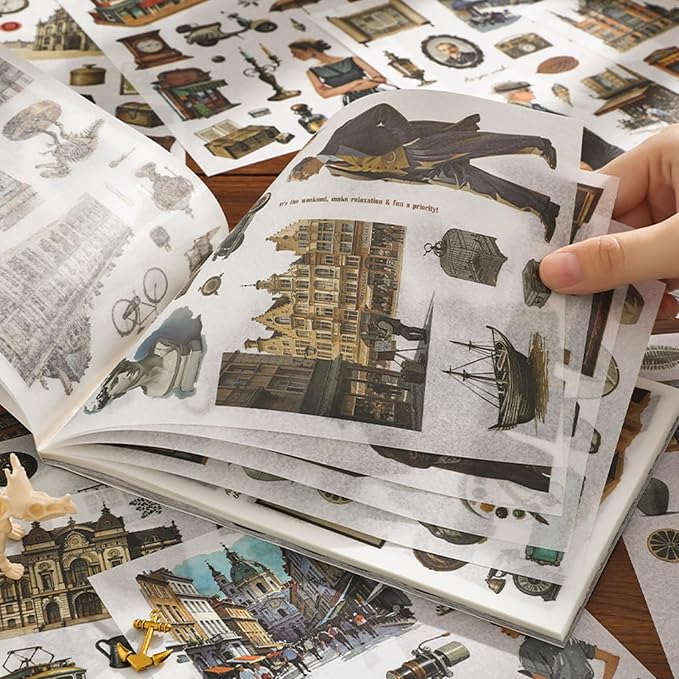 Vintage washi Stickers, Pre-Cut Ephemera Sticker Book