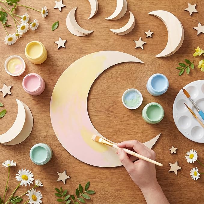 12 Pack 12 Inch Wooden Moon Cutout