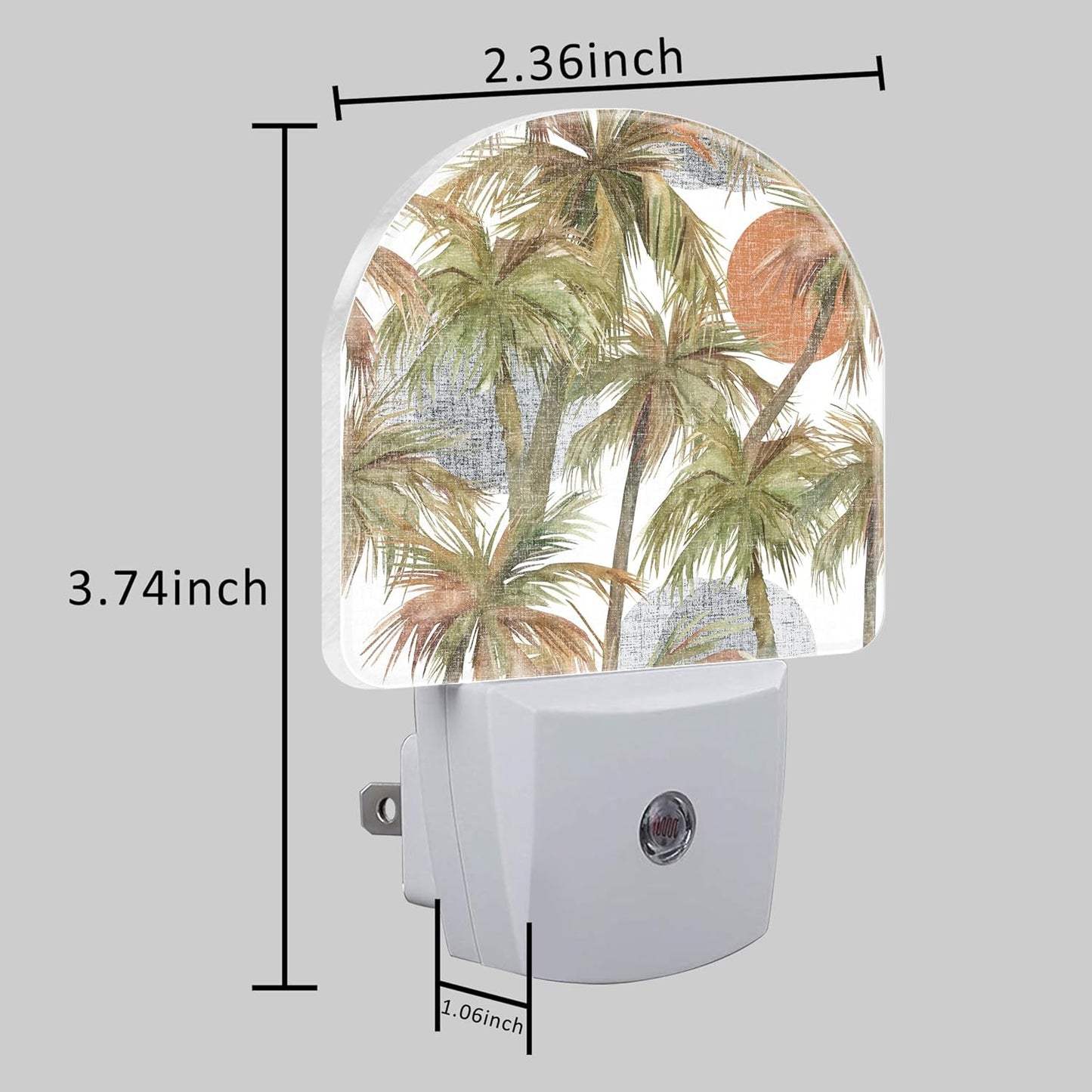Plug in Night Lights Watercolor Abstract Tropical Jungle Night Light with Dusk to Dawn Sensor Night Light for Kid Girls Boys Women Men Room Decor, Hallway, Kitchen, Bathroom, Nursery, Stairs