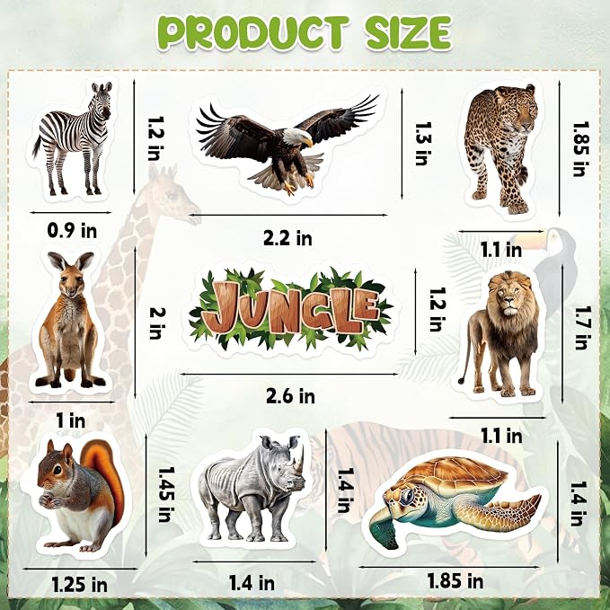 300Pcs Animals Foam Stickers, Self-Adhesive Cartoon Jungle Animals Foam Sticker