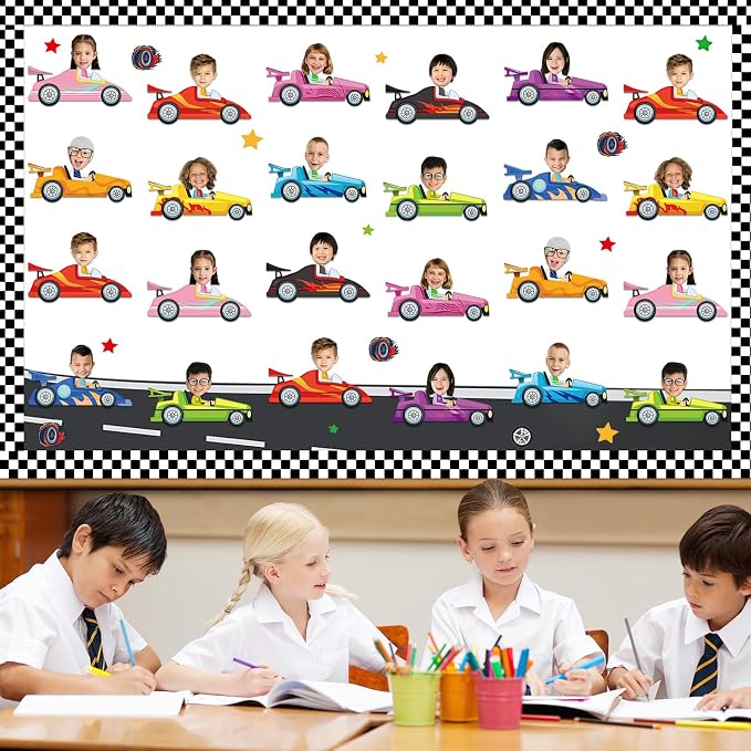 gisgfim 80Pcs Racing Car Cutouts Race Car Decorations Bulletin Board Auto Paper