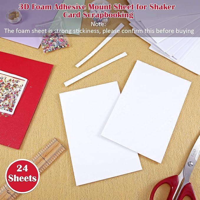 24 Pcs Foam Sheet Double Sided Sticky Dual-Adhesive 3D Foam Adhesive Mount Sheet