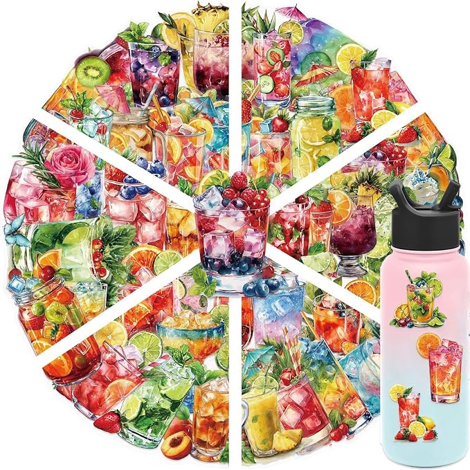 Water Bottles Laptop Phone 50 Packs Cocktails Stickers Computer Guitar