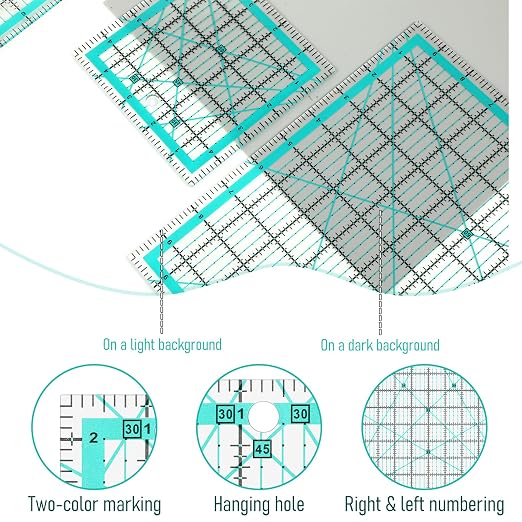 Quilting Rulers, 5 Square Quilting Templates