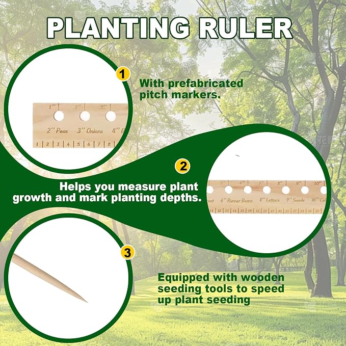 Seeding Ruler with Holes Wood, Seeding Ruler with Holes, Spacer Tool Seeder