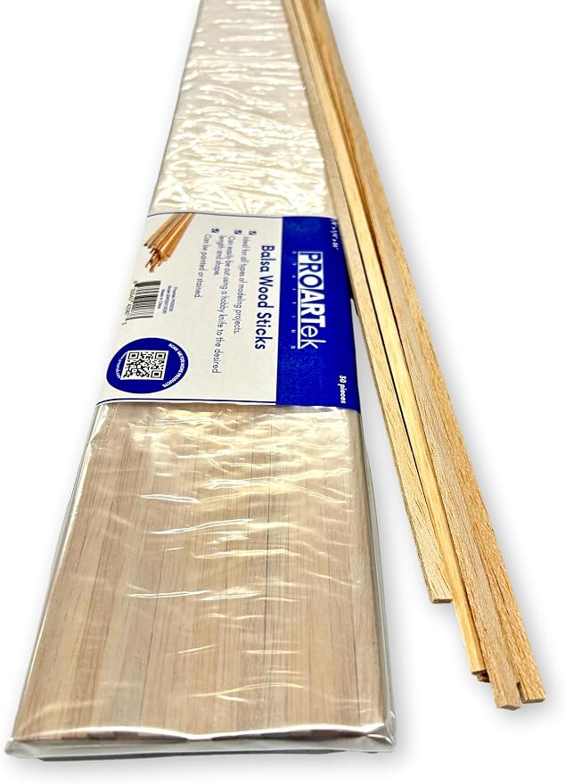 Proartek PK00030 Model BWS001X030 Balsa Wood Strips, 1/8" x 1/4" x 36" Select