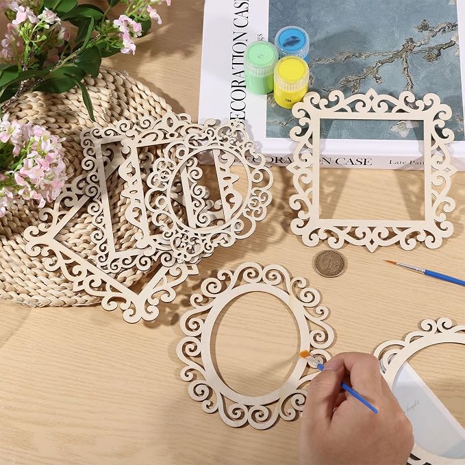 FREEBLOSS 28Pcs Unfinished Wood Picture Frames DIY Wood Frames