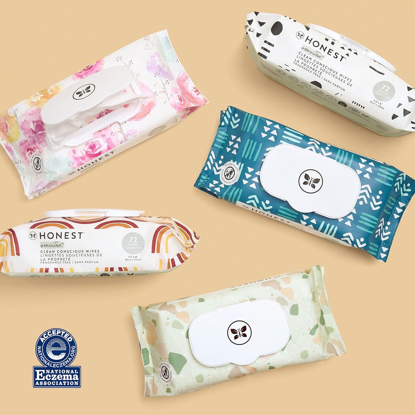 The Honest Company Clean Conscious Multi-Use Wipes Hypoallergenic and Unscented for Sensitive Baby Skin Over 99% Water Compostable Plant Based Baby Wipes Balance Blues 288 Count