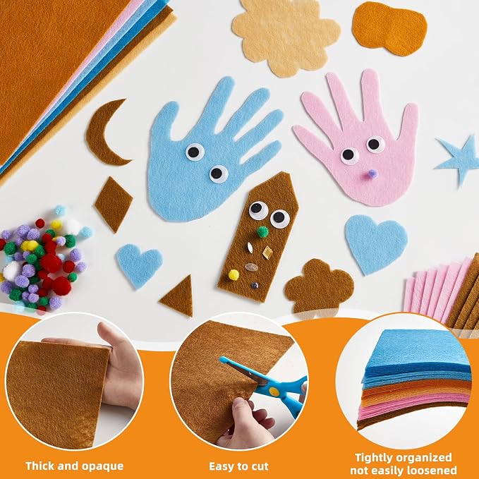 42Pcs Boho Felt Fabric Sheets 8 x 12 Inch Brown Beige Blue Assorted Soft Thick