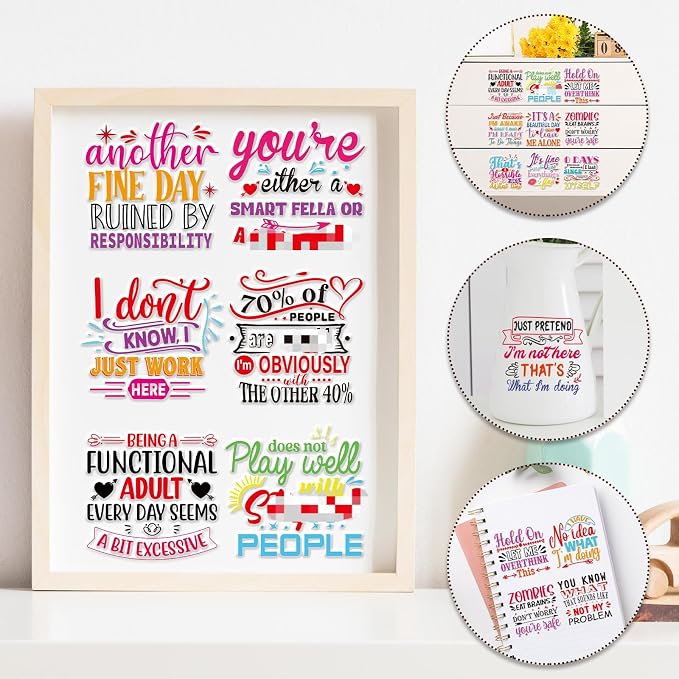 Rngmsi 20 Sheets Funny Sarcastic UV DTF Cup Wrap, Cold UV DTF Stickers |