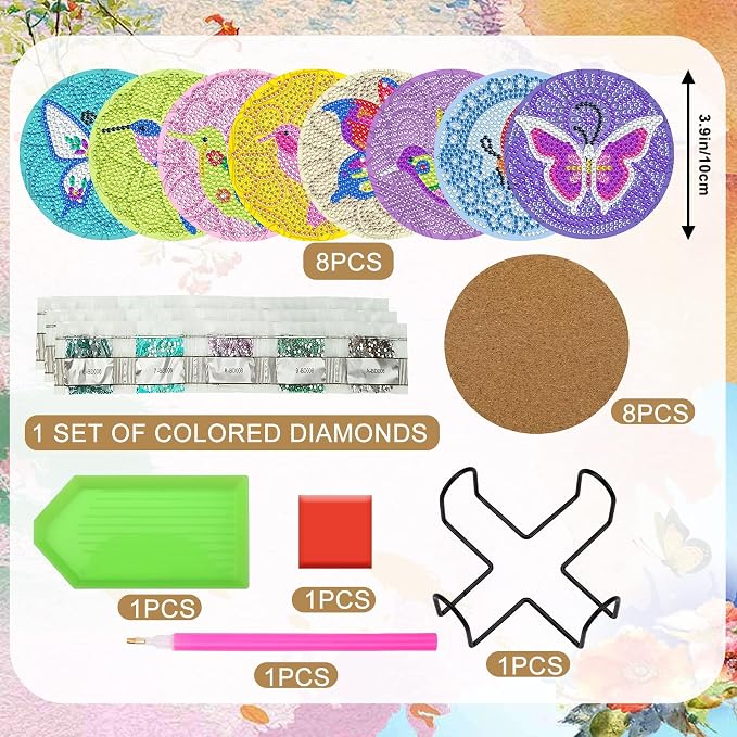 UPINS DIY Kit, Diamond Art Painting Coasters
