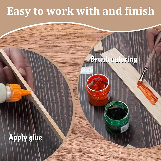 Wooden Dowels for Crafts, Wood Strips Trim Wood Slats Planks for Wall 1/4" × 1"