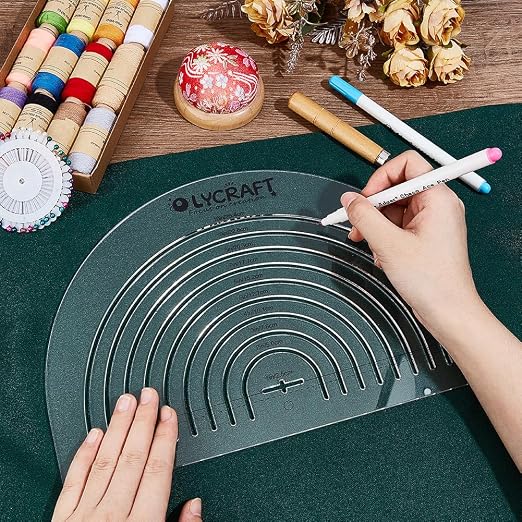 OLYCRAFT Circle Acrylic Ruler for Cutting Fabric Clear Acrylic Templates