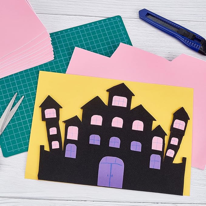 BENECREAT 8 Sheets 4mm EVA Paper Craft Foam Sheets 11.8x8.2" Black Foam Stickers