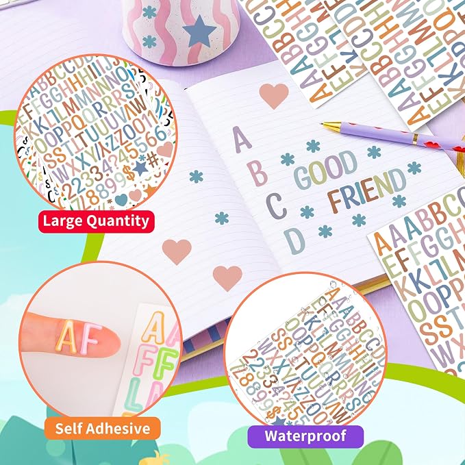 Letter Stickers 1 inch, Self-Adhesive Vinyl Waterproof ABC Letter Stickers