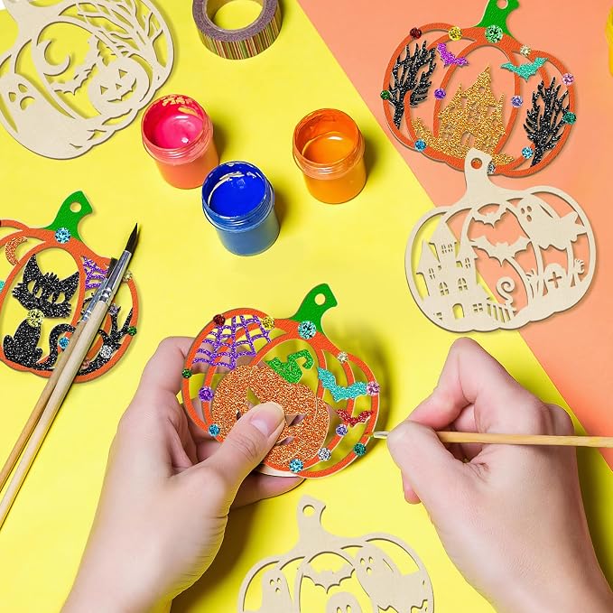 36PCS Wooden Pumpkins Ornaments to Paint Halloween Thanksgiving Decoration