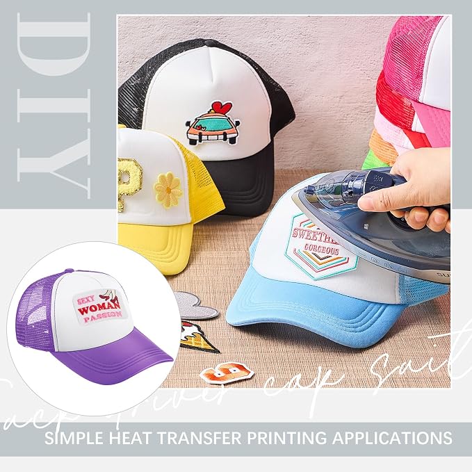 Hercicy 12 DIY Trucker Hats Kit, Sublimation Blank Baseball Caps