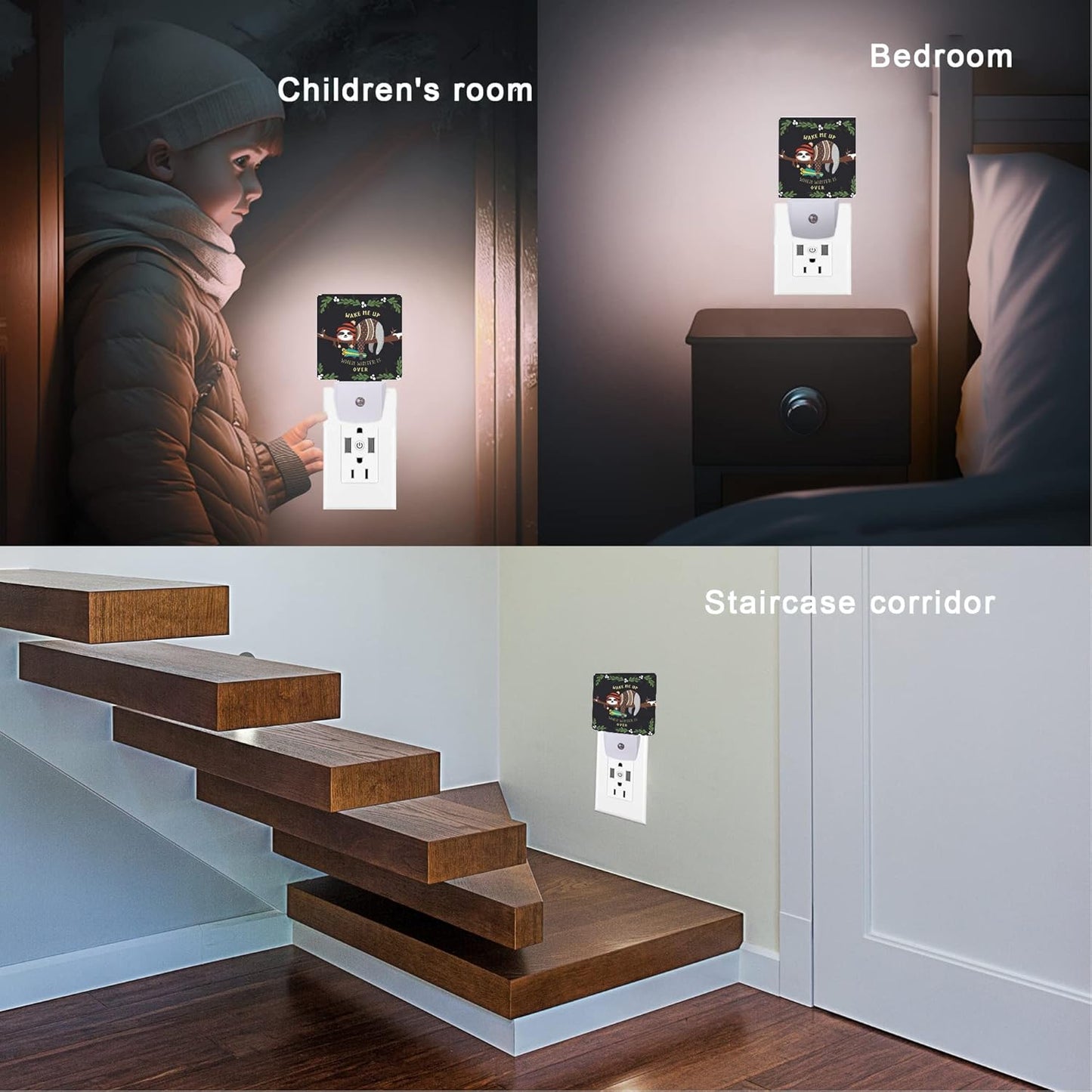 Sloth Night Light,Cute Baby Sloth Sleeping on Tree Night Lights Plug into Wall for Boys Girls, Led Lights Indoor Home Decor 0.5W Nightlight Sleep Friendly
