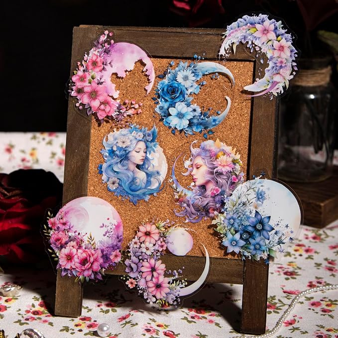 120Pcs Fantasy Moon Flower Scrapbook Stickers
