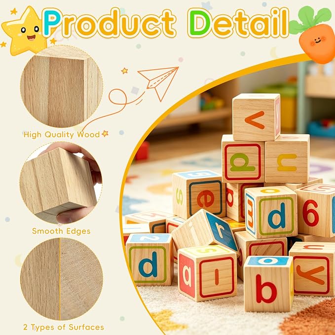 Cheardia 30 Pack 2 Inch Wooden Blocks