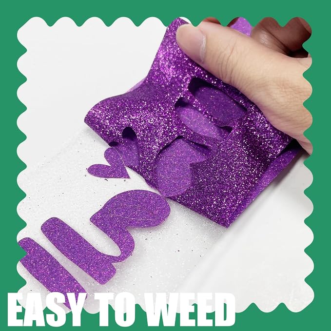 Glitter Iron On 12in X 8ft, HTV Heat Transfer Vinyl | Glitter HTV Easy to Cut &