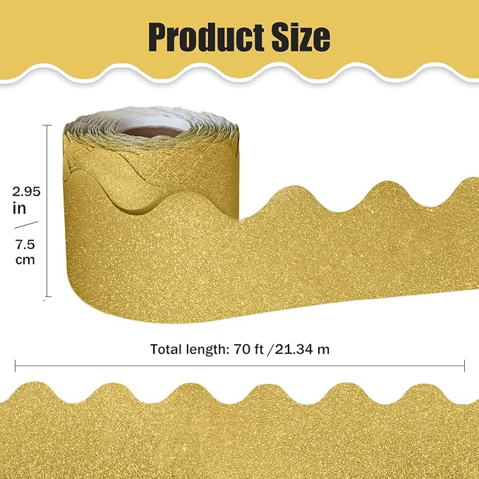 70Ft Shine Bulletin Board Borders，Scalloped Poster Boards Decorations Trim