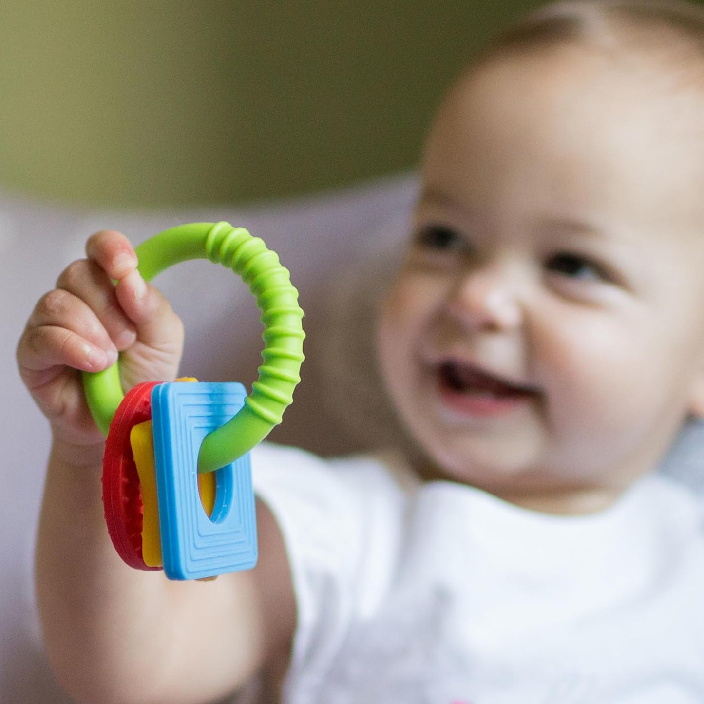 Dr. Brown's Learning Loop Baby Teether Ring, Multiple Shapes and Textures, 100% Silicone, BPA-Free, 3m+