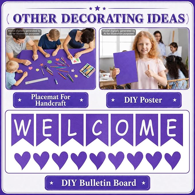 Purple Bulletin Board Roll Non-Woven Fabric Poster 16in X 12ft | Back to School
