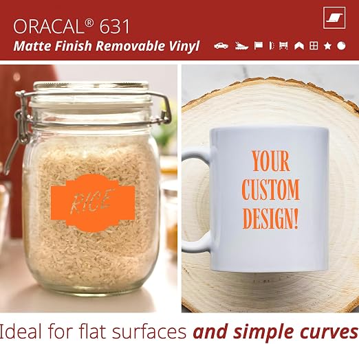 ORACAL 631 Matte Pastel Orange Vinyl Durable Roll Easy to Weed Permanent