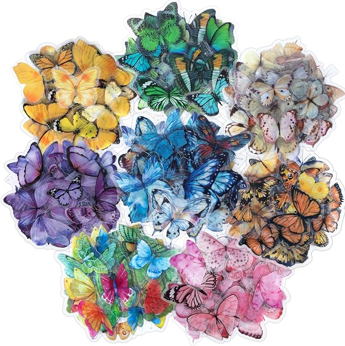 Imeepa 320Pcs Butterfly Stickers Transparent Scrapbooking Stickers | PET