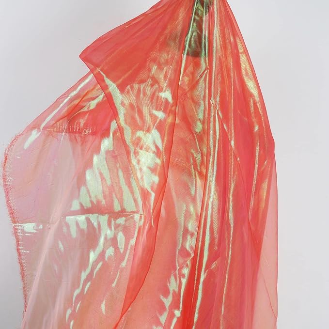 Orange Red Iridescent Organza Fabric
