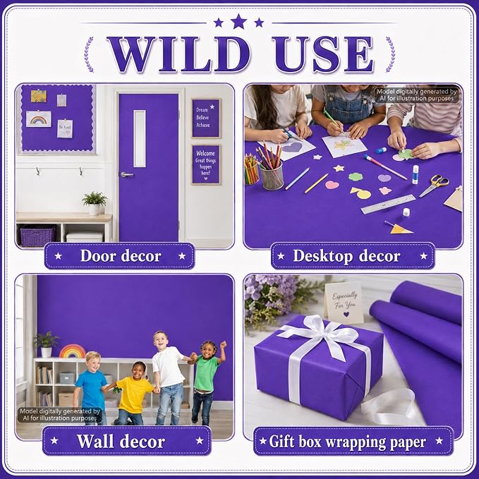 Purple Bulletin Board Roll Non-Woven Fabric Poster 16in X 12ft | Back to School