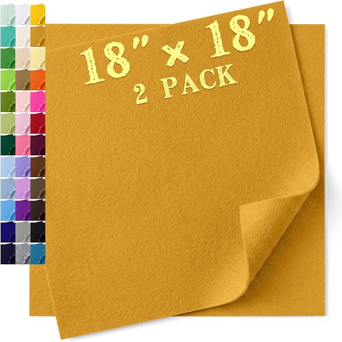 Felt Fabric Sheet 18 x 18 Inch, 1.6mm Thick | Soft and Flexible Nonwoven