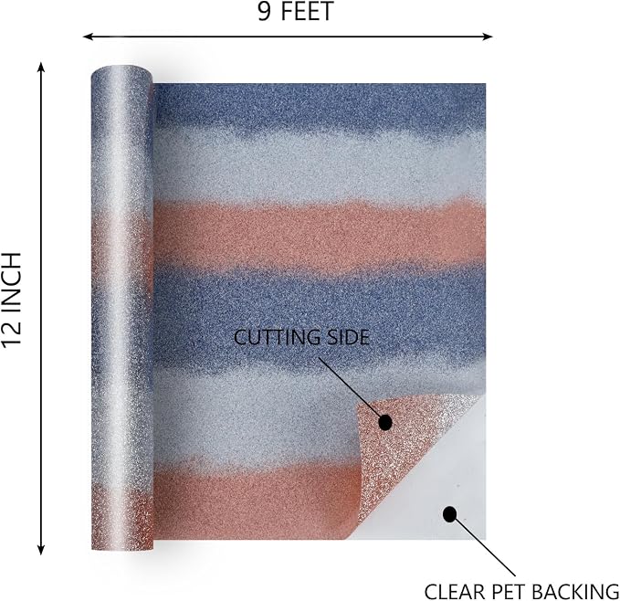 HTVVETUR Glitter Rainbow Heat Transfer Vinyl