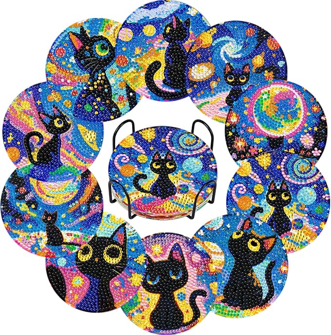 10-Pack Diamond Art Coaster Kit