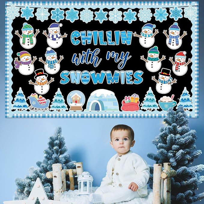 Winter Bulletin Board Decoration Set Christmas Snowman Classroom Decorations