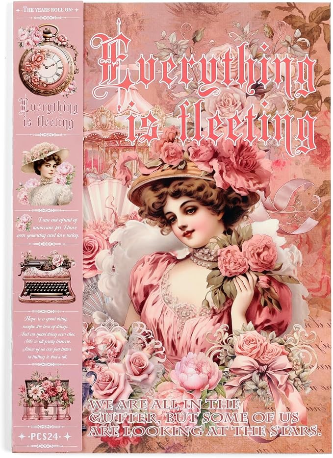 Vintage Ephemera Sticker 24 Sheets precut 300 washi Stickers Paper People