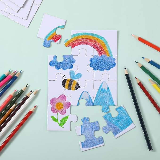 Mr. Pen- Blank Puzzle, 10 Sets, 12/28/48 Pieces/Pack, 8.2" x 5.6" | Modern