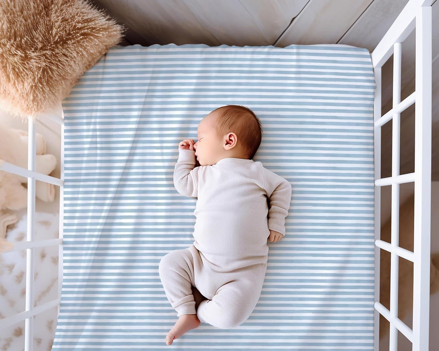 Crib Sheets Neutral - Fitted Baby Crib Sheets Bed for Girl Boy - 2 Pack Standard & Toddler Mattress - Buttery Soft Organic Cotton Blend (Airplanes in The Clouds)