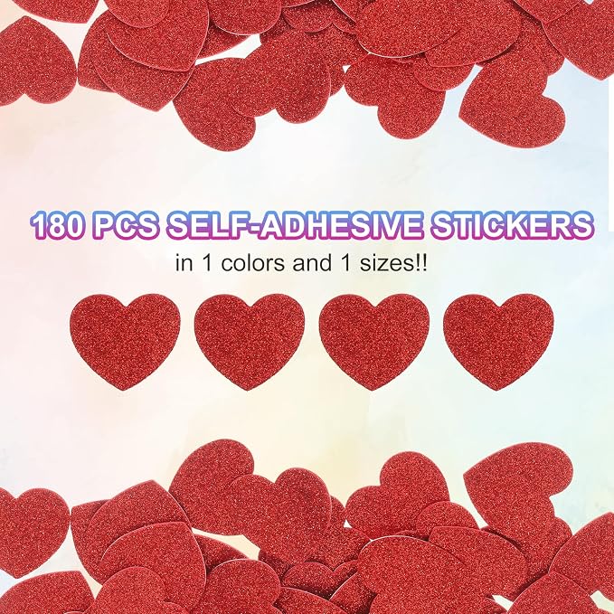 MECCANIXITY 180Pcs Glitter Foam Stickers 1 Inch Self-Adhesive Sparkly