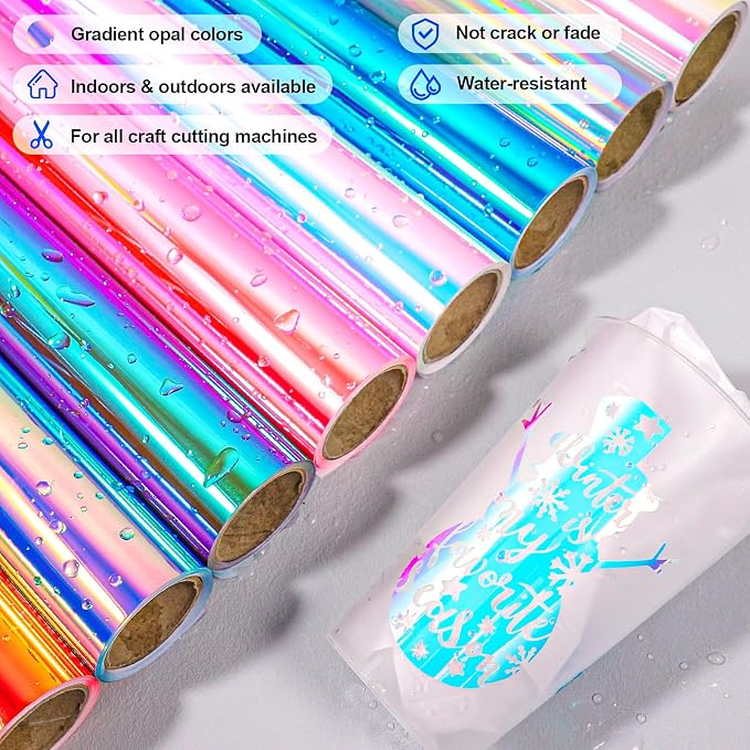 VINYL FROG Opal White Adhesive Vinyl 12" x5ft Holographic Craft Vinyl