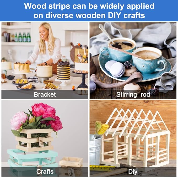 444Pcs Balsa Wood Sticks Variety Sizes Wood Strips Square Wooden Dowels Rod |