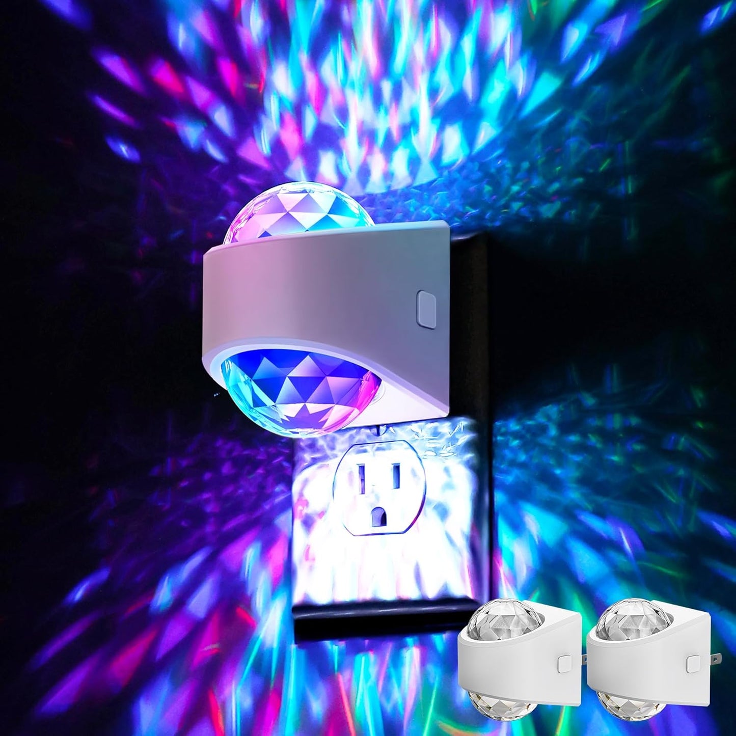 Night Lights Plug into Wall, Star Projector for Bedroom, Night Light Projector for Kids, 9-Color RGB Galaxy Nightlight with Dusk to Dawn Sensor for Bathroom, Home Gaming Room Decor Gifts，2 Pack