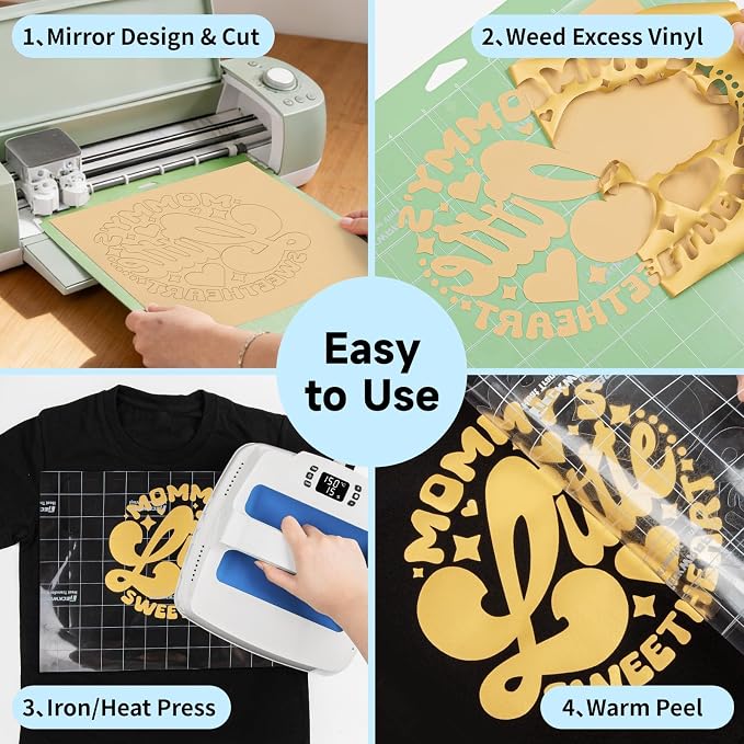 TECKWRAP Heat Transfer Vinyl for T-Shirts, 50+ Washes, REACH Certified & Dryer